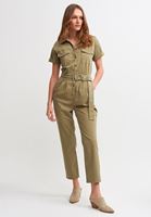 Bayan Yeşil Kemer Detaylı Tulum