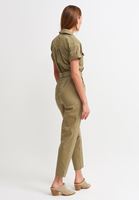 Bayan Yeşil Kemer Detaylı Tulum