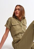 Bayan Yeşil Kemer Detaylı Tulum