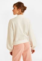 Bayan Krem Yüksek Yaka Sweatshirt