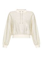 Bayan Krem Yüksek Yaka Sweatshirt