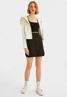 Bayan Krem Fermuar Detaylı Kapüşonlu Sweatshirt