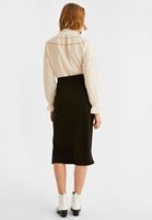 Bayan Siyah Yırtmaç Detaylı Mdi Boy Etek