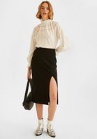 Bayan Siyah Yırtmaç Detaylı Mdi Boy Etek