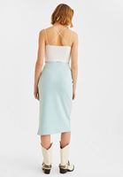 Bayan Mavi Yırtmaç Detaylı Mdi Boy Etek