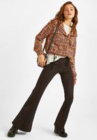 Bayan Siyah Yüksek Bel Flare Tayt Pantolon