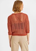 Bayan Kiremit Bisiklet Yaka Ajurlu Triko