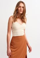 Bayan Bej Triko Crop Atlet