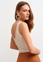 Bayan Bej Triko Crop Atlet