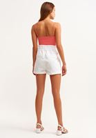 Bayan Beyaz Yüksek Bel Mini Şort