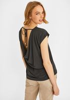 Bayan Siyah Sırt Detaylı Yumuşak Tuşeli Bluz