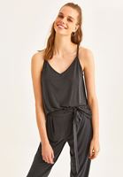 Bayan Siyah Yumuşak Tuşeli Askılı Atlet