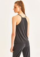 Bayan Siyah Yumuşak Tuşeli Askılı Atlet