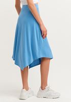 Bayan Mavi Asimetrik Kesim Midi Boy Etek