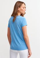 Bayan Mavi Yumuşak Tuşeli V Yaka Tişört