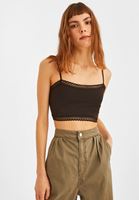 Bayan Siyah Dantel Detaylı İnce Askılı Büstiyer