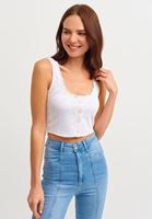 Bayan Beyaz Dantelli Crop Atlet