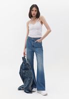 Women White Textured Tank With Thin Straps