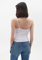 Women White Textured Tank With Thin Straps