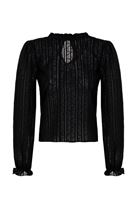 Bayan Siyah Balon Kollu Dantel Bluz