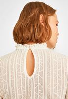 Bayan Krem Balon Kollu Dantel Bluz