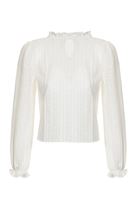 Bayan Krem Balon Kollu Dantel Bluz