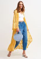 Bayan Sarı Dantel Detaylı Kimono