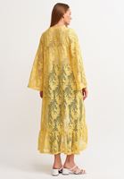 Bayan Sarı Dantel Detaylı Kimono