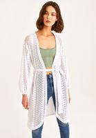 Bayan Beyaz Dantel Detaylı Kimono