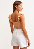 Bayan Turuncu Dantel Detaylı Bodysuit