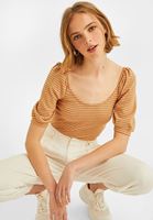 Bayan Çok Renkli Balon Kollu Bluz