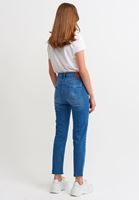 Bayan Mavi Yüksek Bel Crop Straight Pantolon