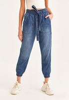 Bayan Mavi Ultra Yüksek Bel Denim Jogger ( TENCEL™ )