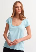 Bayan Mavi U Yaka Tişört