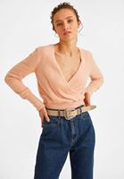 Bayan Pembe Kruvaze Triko Kazak