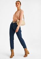 Bayan Pembe Kruvaze Triko Kazak