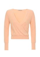 Bayan Pembe Kruvaze Triko Kazak