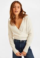 Bayan Krem Kruvaze Triko Kazak