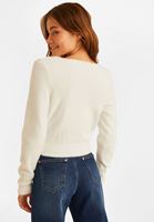 Bayan Krem Kruvaze Triko Kazak