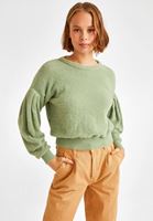 Bayan Yeşil Balon Kollu Kazak