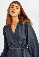 Bayan Mavi Büzgü Detaylı Kimono ( TENCEL™ )