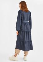 Bayan Mavi Büzgü Detaylı Kimono ( TENCEL™ )