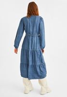 Bayan Mavi Büzgü Detaylı Kimono ( TENCEL™ )