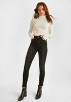Bayan Siyah Ultra Yüksek Bel Skinny Denim Pantolon