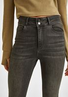 Bayan Gri  Yüksek Bel Skinny Denim Pantolon