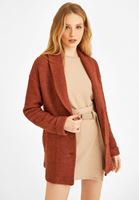 Bayan Kahverengi Düğme Detaylı Ceket