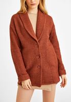 Bayan Kahverengi Düğme Detaylı Ceket