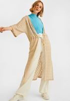 Bayan Bej Dantel Detaylı Kimono