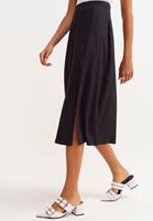 Bayan Siyah Yırtmaç Detaylı Midi Boy Etek