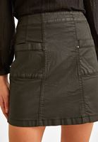 Bayan Siyah Cep Detaylı Kaplamalı Mini Etek